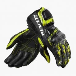 Revit Quantum 2 Leather Gloves -Deals Motorcycle Gloves Store revit gloves quantum 2 neon yellow black img1 1